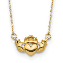 Load image into Gallery viewer, 14k Gold Irish Claddagh Necklace Fine Color Jewels 14k gold claddagh necklace, claddagh necklace, claddagh necklace yellow gold, claddagh pendant, claddagh pendant gold, claddagh pendant gold claddagh gold necklace, gold claddagh cross necklace, gold claddagh necklace, irish claddagh necklace, irish claddagh necklace gold, QG