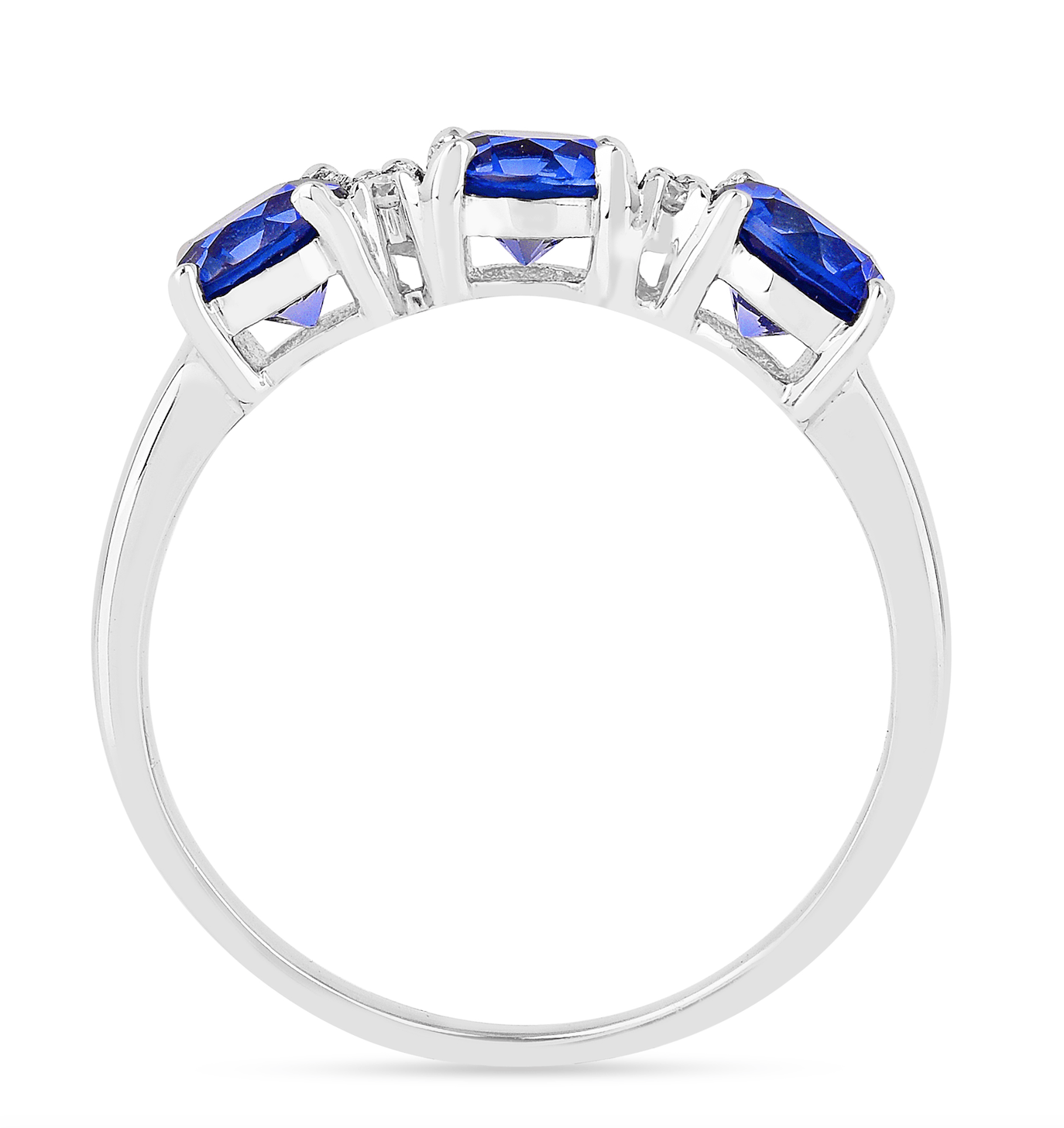Ceylon Sapphire Three Stone Ring Fine Color Jewels 5, 6, 7, 8, 925 Sterling Silver, Blue, dla-dm-discount-all-143240, dla-dm-discount-all-154898, Moissanite, Round, sale, Sapphire, Three Stone, White