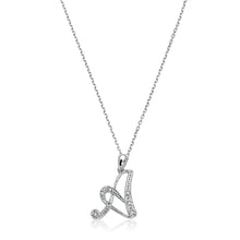 Load image into Gallery viewer, Product Image of Script Diamond Initials A Letter Necklace White Gold