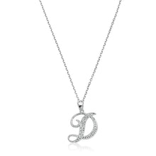 Load image into Gallery viewer, Product Image of Script Diamond Initials D Letter Necklace White Gold