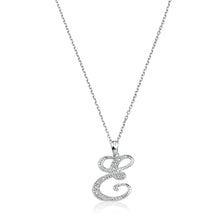 Load image into Gallery viewer, Product Image of Script Diamond Initials E Letter Necklace White Gold