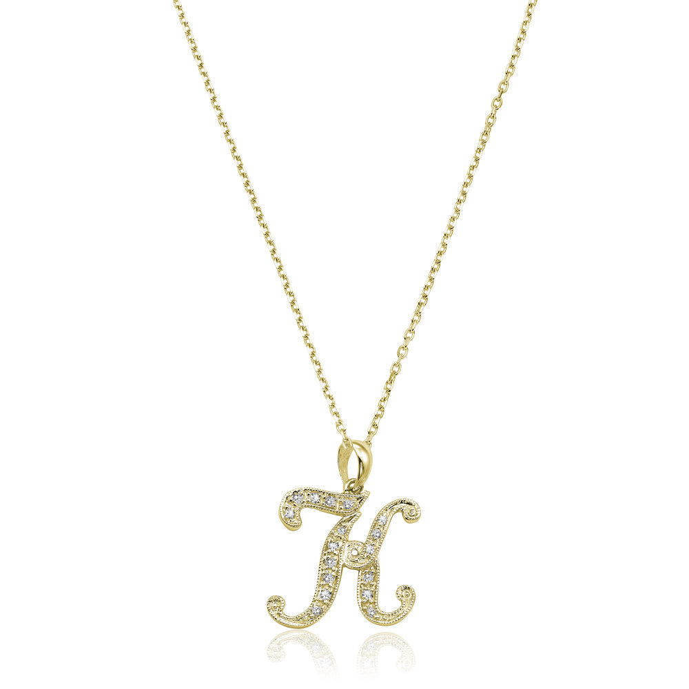 Product Image of Script Diamond Initials K Letter Necklace Yellow Gold