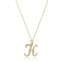 Load image into Gallery viewer, Product Image of Script Diamond Initials K Letter Necklace Yellow Gold