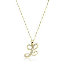 Load image into Gallery viewer, Product Image of Script Diamond Initials L Letter Necklace Yellow Gold
