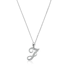 Load image into Gallery viewer, Product Image of Script Diamond Initials Necklace J Letter White Gold