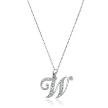 Load image into Gallery viewer, Product Image of Script Diamond Initials Necklace W Letter White Gold