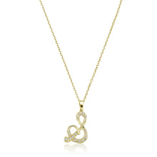 Load image into Gallery viewer, Product Image of Script Diamond Initials S Letter Necklace Yellow Gold