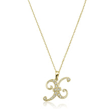 Load image into Gallery viewer, Product Image of Script Diamond Initials X Letter Necklace Yellow Gold