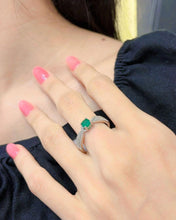 Load image into Gallery viewer, Emerald Solitiare Engagement Ring - FineColorJewels