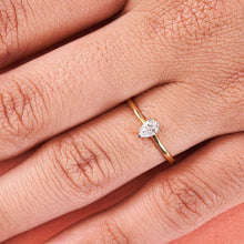 Load image into Gallery viewer, Diamond Teardrop 10K Rose Gold Solitaire Ring - FineColorJewels
