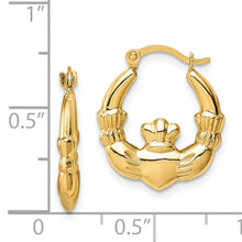 Load image into Gallery viewer, 14k Claddagh Hoop Earrings Fine Color Jewels best first mothers day gift, claddagh earrings, claddagh earrings hoops, claddagh hoop earrings, first mothers day gift ideas, first mothers day gift ideas from husband, first time mothers day gifts, gold claddagh earrings, gold claddagh hoop earrings, gold Jewelry, irish claddagh earrings, large claddagh hoop earrings, Mother&#39;s Day Gift Ideas for Wife from Husband, mother&#39;s day gifts for first time moms, Mother&#39;s Day Gifts from Husband, QG