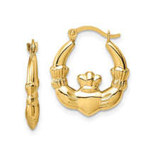 Load image into Gallery viewer, 14k Claddagh Hoop Earrings Fine Color Jewels best first mothers day gift, claddagh earrings, claddagh earrings hoops, claddagh hoop earrings, first mothers day gift ideas, first mothers day gift ideas from husband, first time mothers day gifts, gold claddagh earrings, gold claddagh hoop earrings, gold Jewelry, irish claddagh earrings, large claddagh hoop earrings, Mother&#39;s Day Gift Ideas for Wife from Husband, mother&#39;s day gifts for first time moms, Mother&#39;s Day Gifts from Husband, QG