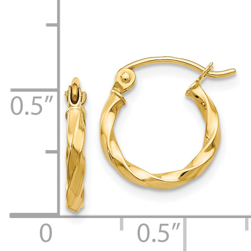 Twisted 14k Gold Hoop Earrings