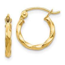 Load image into Gallery viewer, Twisted 14k Gold Hoop Earrings