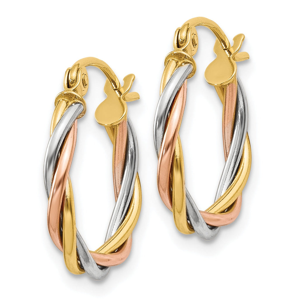 14k Gold Tri-Color Hoop Earrings