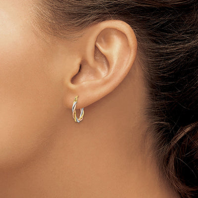 14k Gold Tri-Color Hoop Earrings