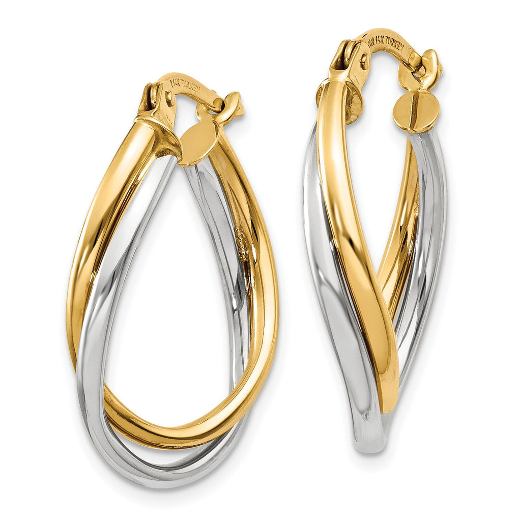 14K Gold Two-Tone Oval Hoop Earrings