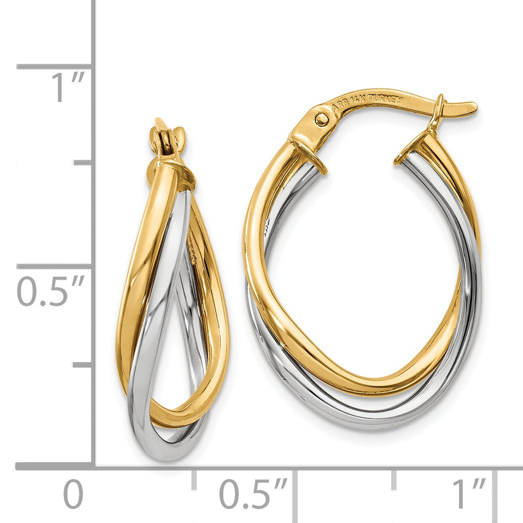 14K Gold Two-Tone Oval Hoop Earrings
