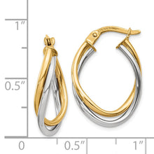 Load image into Gallery viewer, 14K Gold Two-Tone Oval Hoop Earrings