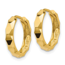Load image into Gallery viewer, 14K Gold Diamond-Cut Small Hinged Hoop Earrings