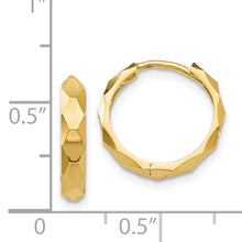 Load image into Gallery viewer, 14K Gold Diamond-Cut Small Hinged Hoop Earrings