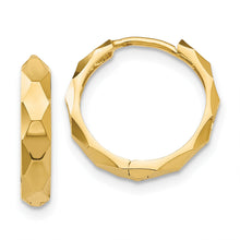 Load image into Gallery viewer, 14K Gold Diamond-Cut Small Hinged Hoop Earrings