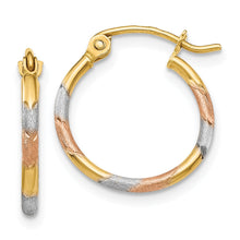 Load image into Gallery viewer, 14K Gold Multi Colored Hoop Earrings