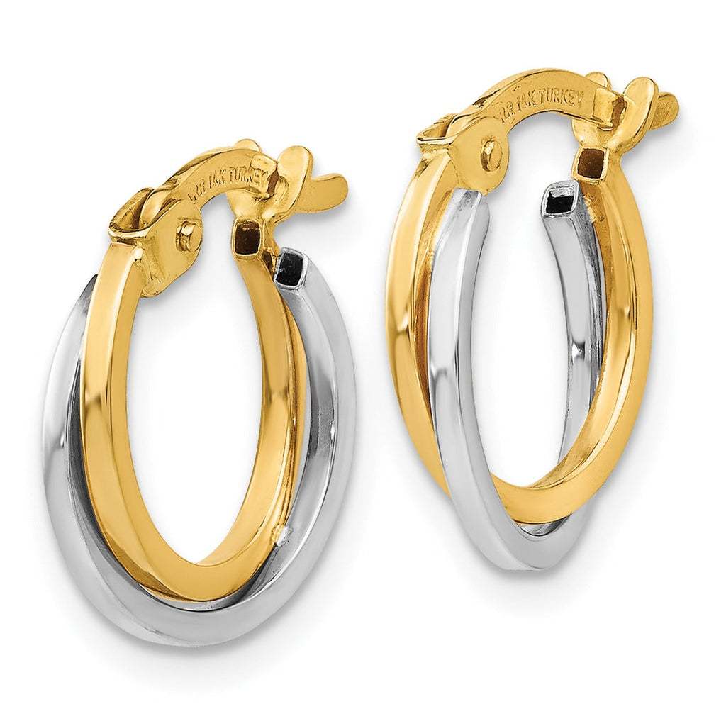 14k Gold Two-Tone Hollow Hoop Earring