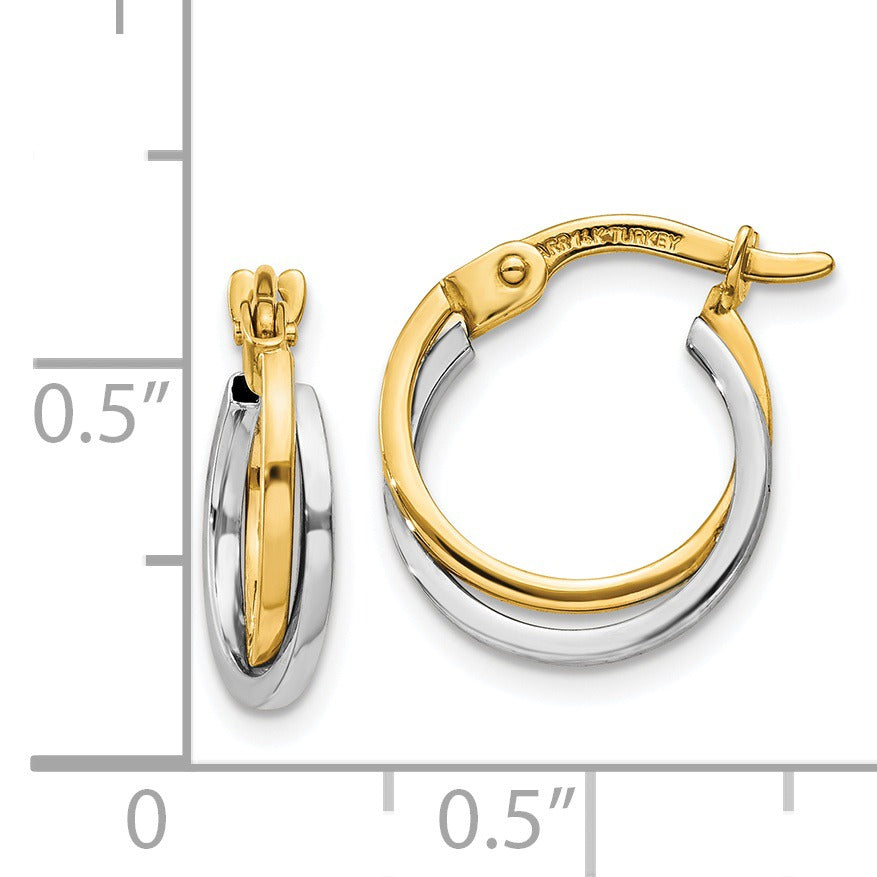 14k Gold Two-Tone Hollow Hoop Earring