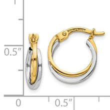Load image into Gallery viewer, 14k Gold Two-Tone Hollow Hoop Earring