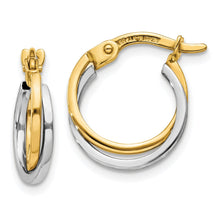 Load image into Gallery viewer, 14k Gold Two-Tone Hollow Hoop Earring