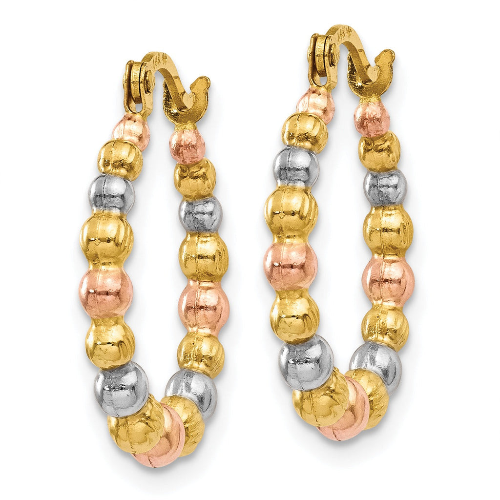 14K Gold Shrimp Beaded Hoop Earrings