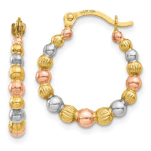 Load image into Gallery viewer, 14K Gold Shrimp Beaded Hoop Earrings