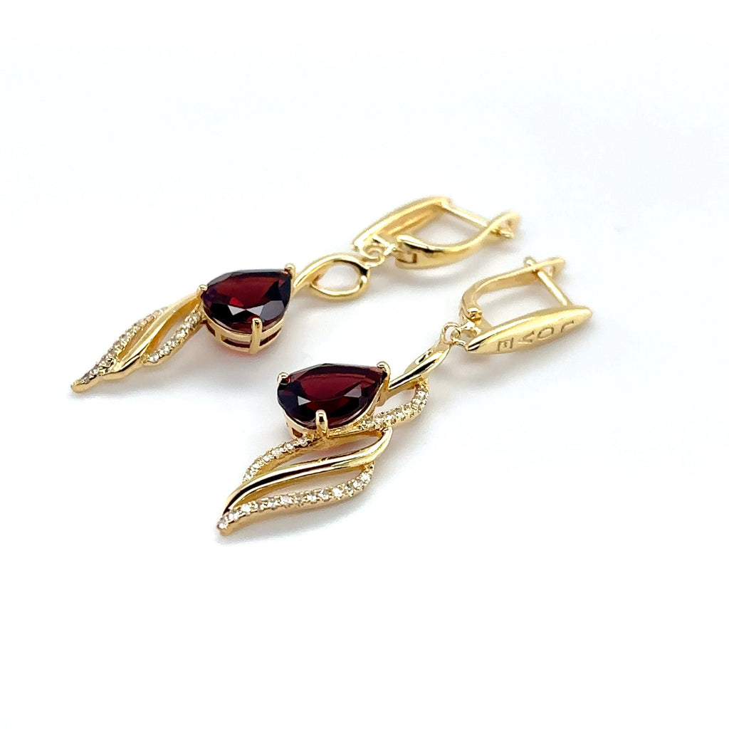 Red Natural Garnet Sterling Silver Earrings