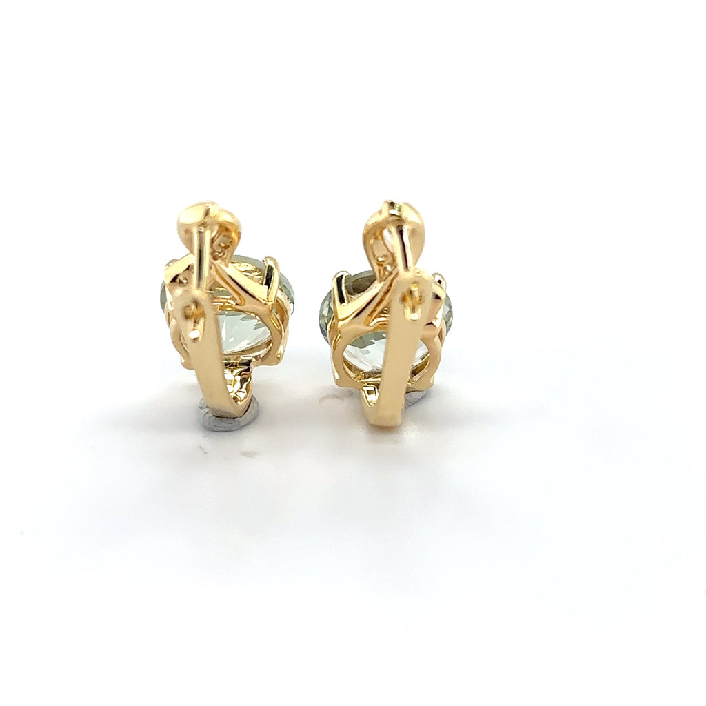 Natural Green Prasiolite Earrings Sterling Silver