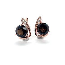 Load image into Gallery viewer, Natural Smoky Quartz &amp; White Topaz Sterling Silver Earrings