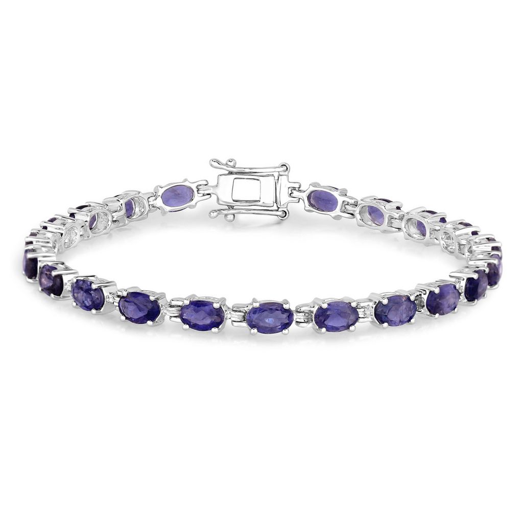 Genuine Iolite Silver Tennis Bracelet