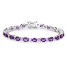 Load image into Gallery viewer, Natural Purple Amethyst Silver Tennis Bracelet Womens
