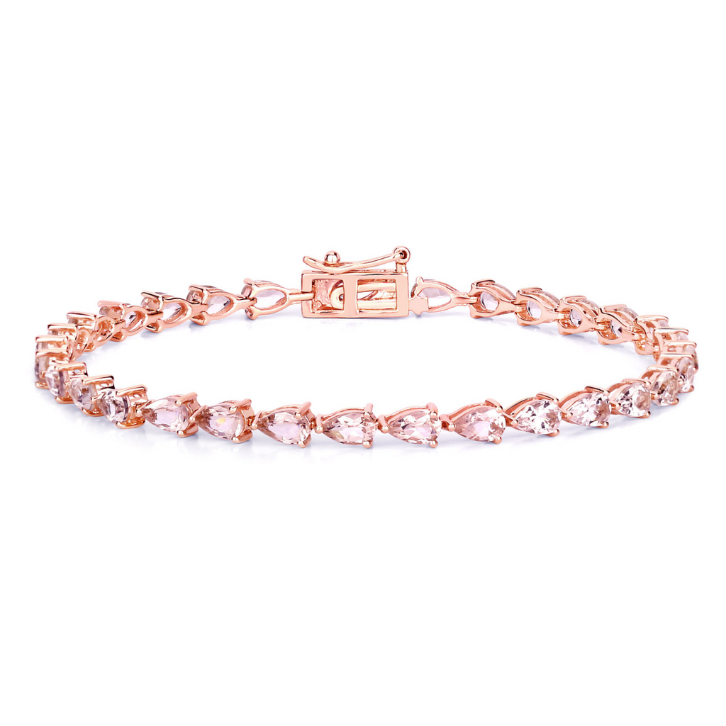 Genuine 10K Rose Gold Morganite Tennis Bracelet