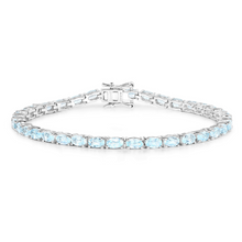 Load image into Gallery viewer, Genuine Blue Topaz Tennis Silver Bracelet