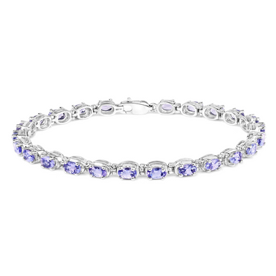 Genuine Purple Tanzanite Tennis Bracelet Silver