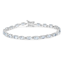 Load image into Gallery viewer, Genuine Aquamarine Tennis Bracelet Silver