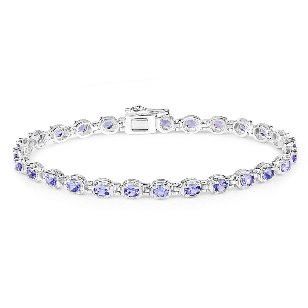 Genuine Tanzanite Tennis Silver Bracelet
