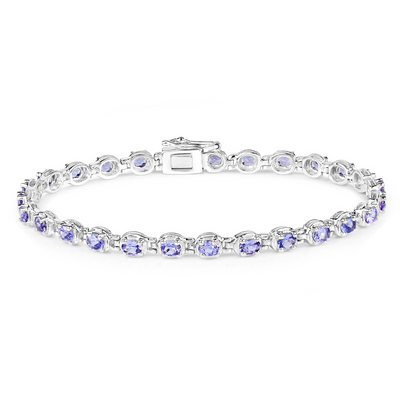Genuine Tanzanite Tennis Silver Bracelet