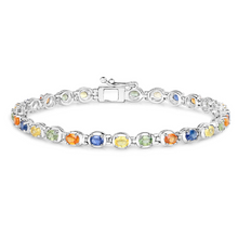 Load image into Gallery viewer, Genuine Multi Sapphire Tennis Bracelet