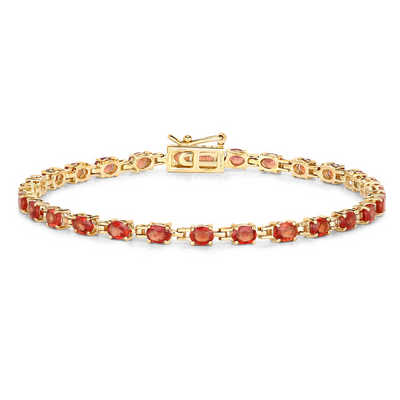 14K Gold Genuine Orange Sapphire Tennis Bracelet