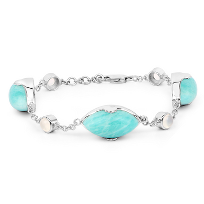 Genuine Amazonite and White Agate Strand Bracelet