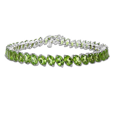 Load image into Gallery viewer, Genuine Green Peridot Tennis Bracelet Silver