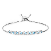 Load image into Gallery viewer, Genuine Swiss Blue Topaz and White Topaz Bolo Bracelet