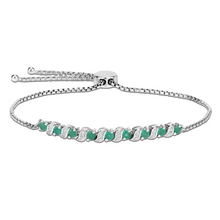 Load image into Gallery viewer, Genuine Emerald and White Topaz Bolo Bracelet